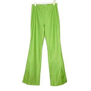 ASOS Lime Green Sparkly Flared Leg Pants Size 8 Y2k